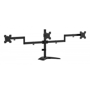 AISENS - SOPORTE DE MESA CON PEANA ECO GIRATORIO E INCLINABLE PARA 3 MONITORES 10KG (3 PIVOTES, 2 BRAZOS) DE 13-27, NEGRO