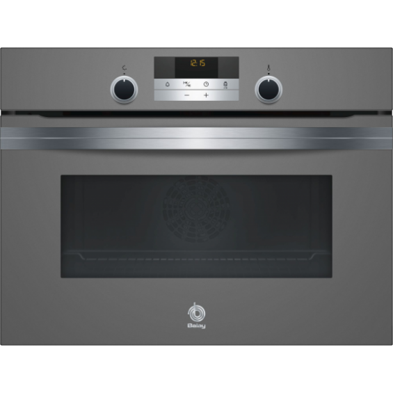 Horno compacto Balay 3CB5351A0, 47 litros, 7 funciones, Aqualisis, clase A, horno de leña, precalentamiento rápido, 60 x 45 cm, cristal gris antracita