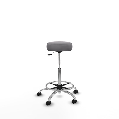 Tolosa giratorio similpiel gris base cromada ruedas engomadas 50mm aro cromado