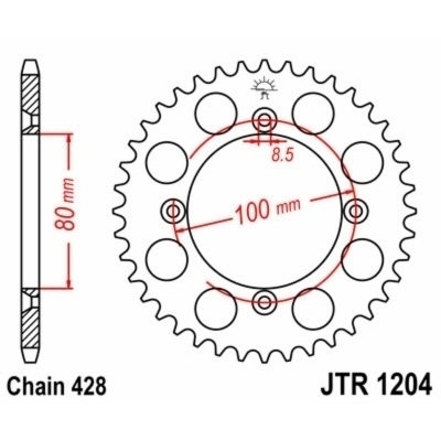 Corona JT SPROCKETS acero estándar 1204 - Paso 428 JTR1204.50