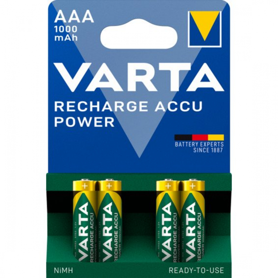 Bateria R03 AAA 1000mAh 1,2V NiMh (BLISTER 4uds.) VARTA