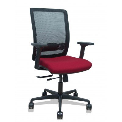 Silla Haches traslack malla negra asiento bali granate brazos 2D ruedas 65mm