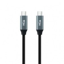Cable USB 3.2 Nanocable 10.01.4302/ USB Tipo-C Macho - USB Tipo-C Macho/ Hasta 100W/ 2m/ Gris y Negro