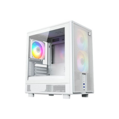Torre mATX XYZ Atom White - Vidrio Templado | 3 Ventiladores ARGB | USB-C | Soporta GPU 300mm
