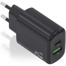 Cargador de Pared GaN Aisens A110-0912/ 1xUSB Tipo-C/ 1xUSB/ 25W/ Negro