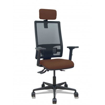 Silla Bormate asincro malla negra asiento bali marrón oscuro brazos 2D ruedas 65mm cabecero regulable