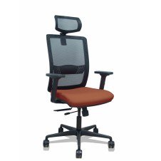 Piqueras y Crespo Silla Haches traslack malla negra asiento bali marrón brazos 2D ruedas 65mm cabecero regulable