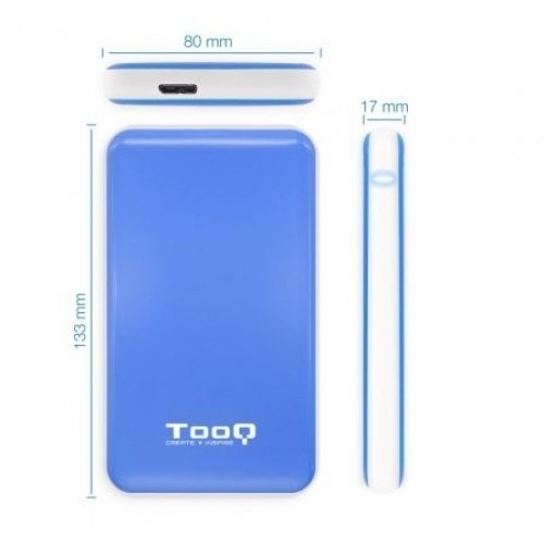 Caja Externa para Disco Duro de 2.5 TooQ TQE-2528BL/ USB 3.1/ Sin tornillos