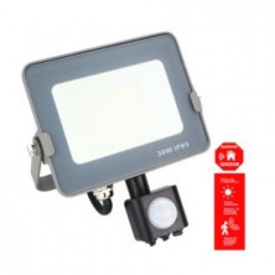 Foco Proyector LED SENSOR 30W IP65 Luz Blaca 5700K acabado Gris