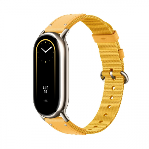 Xiaomi Braided Strap Correa para Pulsera de Actividad Mi Smart Band 8 - Fabricada en Nylon y Cuero - Color Amarillo