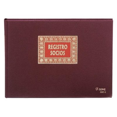 DOHE Libro registo de socios forrado tela 100h numeradas folio apaisado