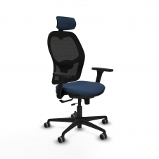 Piqueras y Crespo Jorquera traslack malla negra similpiel azul marino brazos 3D base nailon cabecero 2D ruedas 65mm engomada