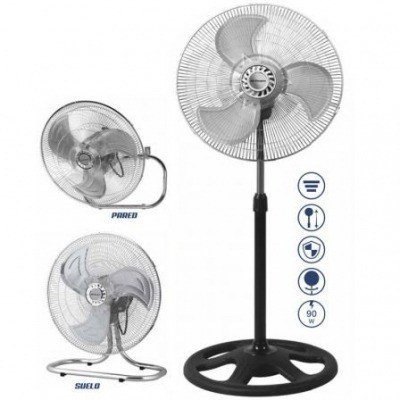VENTILADOR 3 EN 1 ORBEGOZO PWS 0547 - MONTAJE SOBREMESA / PIE / PARED - 90W - ASPAS 45CM - 3 VELOCIDADES
