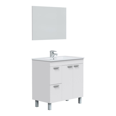 Mueble lavabo 80 2 puertas + 2 cajones + espejo aktiva (no contiene: lavabo, grifería, sifón y válvula)