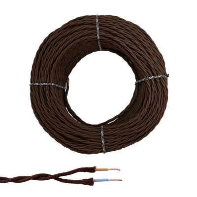 Cable paralelo textil trenzado h05v-k 2 x 1,00 mm² marrón euro/m