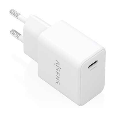 AISENS - CARGADOR GaN USB-C PD3.0 1xUSB-C 20W, BLANCO