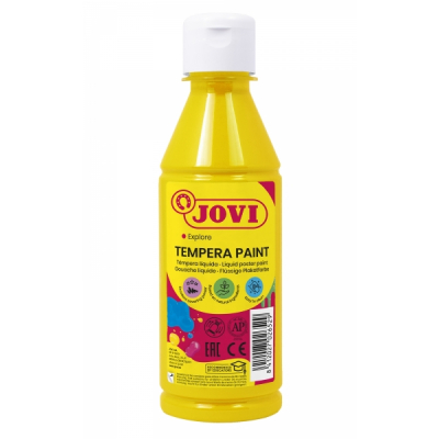 Jovi Tempera Paint Tempera Liquida 250ml - Base Agua - Lista para Usar - Alto Poder Cubriente - Secado Rapido - Excelente Fluidez - Adherencia en Multiples Superficies - Color Amarillo