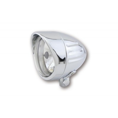 SHIN YO 90 mm chrome headlight Bullet Grooved with visor under. Bef. 223-347