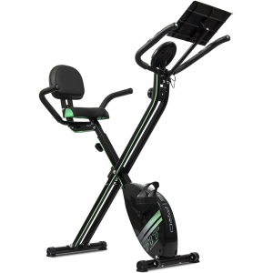 Bicicleta estática plegable Cecotec X-BIKE PRO, con respaldo, plegable, volante inercia 2.5 kg, sistema Silence Fit, manillar y sillín regulable, pulsómetro, pantalla LCD, ruedas, peso máximo 100 kg, negro