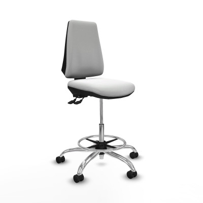Taburete Elche AS bali blanco base cromada ruedas 65mm nailon