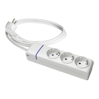 Prolongador con 3 tomas 2p+t, 16 a 250 v de cable h05vv-f 3g 1,5 m.