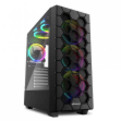 CAJA ATX SHARKOON RGB HEX 2XUSB3.0 SIN FUENTE NEGRO