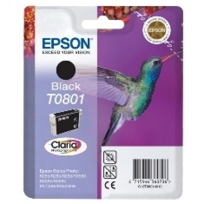 Cartucho tinta epson t0801 negro 7.4ml stylus photo r265 - 360 - rx560 - 585 - 685 - colibri