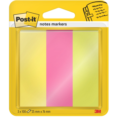 Post-It Pack de 3 Blocs de 100 Marcadores Reposicionables - Forma Rectangular - Colores Surtidos