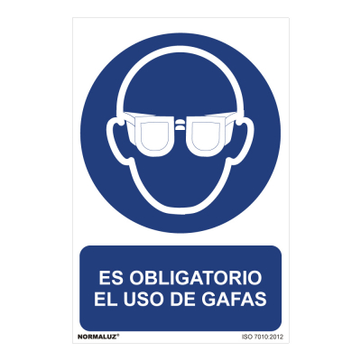 Cartel es obligatorio el uso de gafas (pvc 0,7mm) 30x40cm normaluz