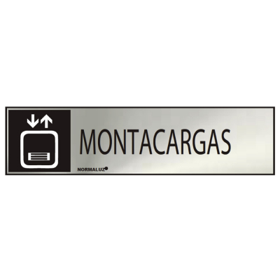 Cartel informativo montacargas (inox adhesivo 0.8mm) 5x20cm normaluz