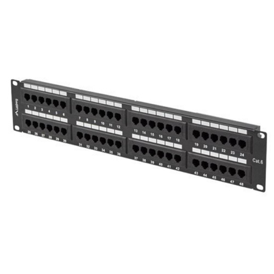 Patch panel lanberg 48 puertos 2u 19 pulgadas cat.6 negro