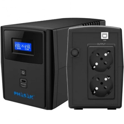 SAI Línea Interactiva Phasak SIRIUS 800 VA Interactive/ 800VA-480W/ 2 Salidas/ Formato Torre