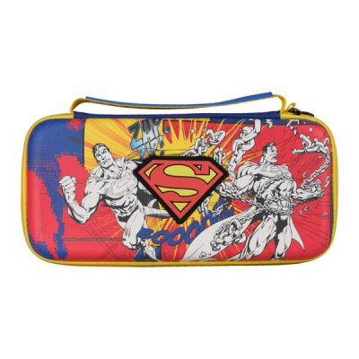 FR-TEC Bolsa Premium Superman para Nintendo Switch - Compatible con Todos los Modelos - Estuche de Alta Calidad con Soporte Incorporado - Incluye Caja de 4 Juegos - Material Interior Protector Atercio