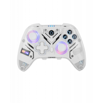 KROM KRYSTAL TRANSPARENTE , WIRELES BLUETOOTH O CABLE , COMPATIBLE PC, SWITCH, SWITCH2 , ANDROID E IOS