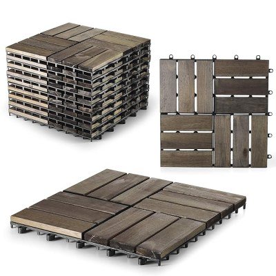 3nod - pack de 10 baldosas de madera de acacia gris oscuro ( 12 láminas )