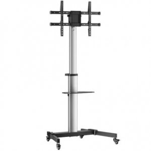 Carro TV con ruedas Aisens FT86TRE-197, 37-86 pulgadas, hasta 50 kg, VESA 600 x 400 mm, incl. -10°/+5°, rot. 90°, negro-plata