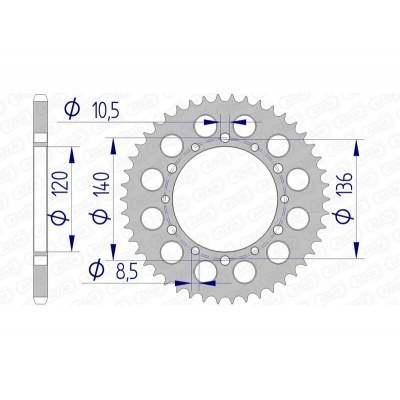 Corona AFAM aluminio 17404 - Paso 520 17404-44