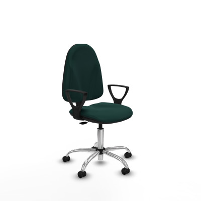 Algarra CP similpiel verde botella brazos fijos base cromada ruedas autofrenantes 50mm