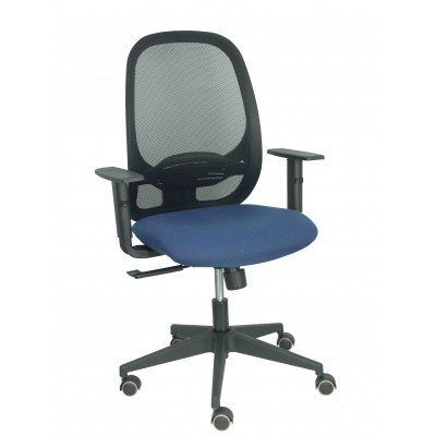 Silla Cilanco negra malla negra asiento bali azul marino brazo regulable