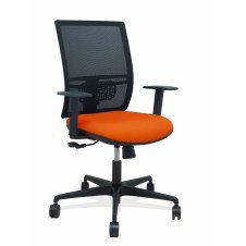 Piqueras y Crespo Silla Yunquera sincro malla negra bali naranja oscuro brazo regulable