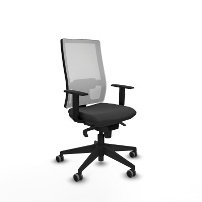 Horna sincro malla blanca similpiel gris oscuro brazos 1D base piramidal ruedas 65mm engomadas