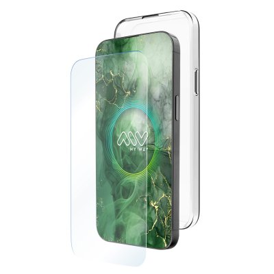 Carcasa myway para apple iphone 16 plus transparente + protector pantalla cristal templado