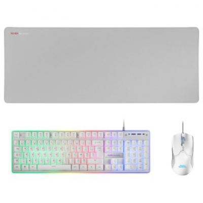 TECLADO MOUSE Y ALFOMBRILLA MARS GAMING MCPX FRANCES WHITE TELCADO HIBRIDO H-MECH MOUSE ULTRA