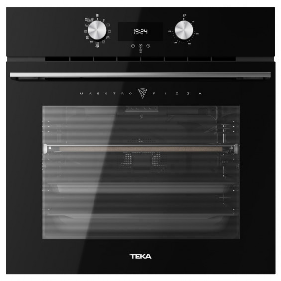 Horno pirolítico Teka MaestroPizza HLB 8510 P, 70 litros, 8 funciones, 340 °C, piedra pizza, DualClean, SoftClose, 4 cristales, A+, negro