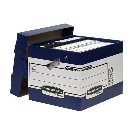 Fellowes Bankers Box Contenedor de Archivos con Asas Ergonomicas Ergo Box - Montaje Automatico Fastfold - Carton Reciclado Certificacion FSC