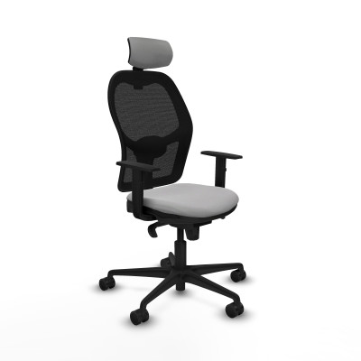 Jorquera sincro malla negra bali gris claro brazos 1D base nailon cabecero 2D ruedas 65mm nailon