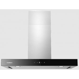 Campana decorativa de pared horizontal Corberó ATHABASCA9100XB, t-invertida, 90 cm, 958 m3/h, clase A++, 6 velocidades, 68dB, filtro aluminio, 1 luz LED, acero inox negro