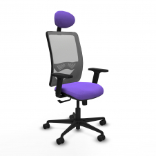 Piqueras y Crespo Zulema sincro malla gris bali lila brazos 2D base nailon cabecero fijo ruedas 65mm nailon