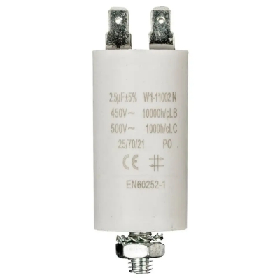 Condensador MOTOR 25uF 450Vac FASTON + M8 Medidas 42x95mm SR