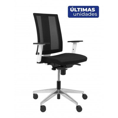 Silla Navigo blanca con respaldo malla asiento bali negro